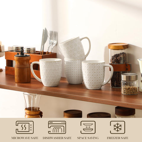MALACASA Lydia: taza con relieve-diseño 4 para elegancia diaria