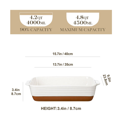 Malacasa bandeja ceramica con manijas ergonomicas para transporte seguro desde el horno.