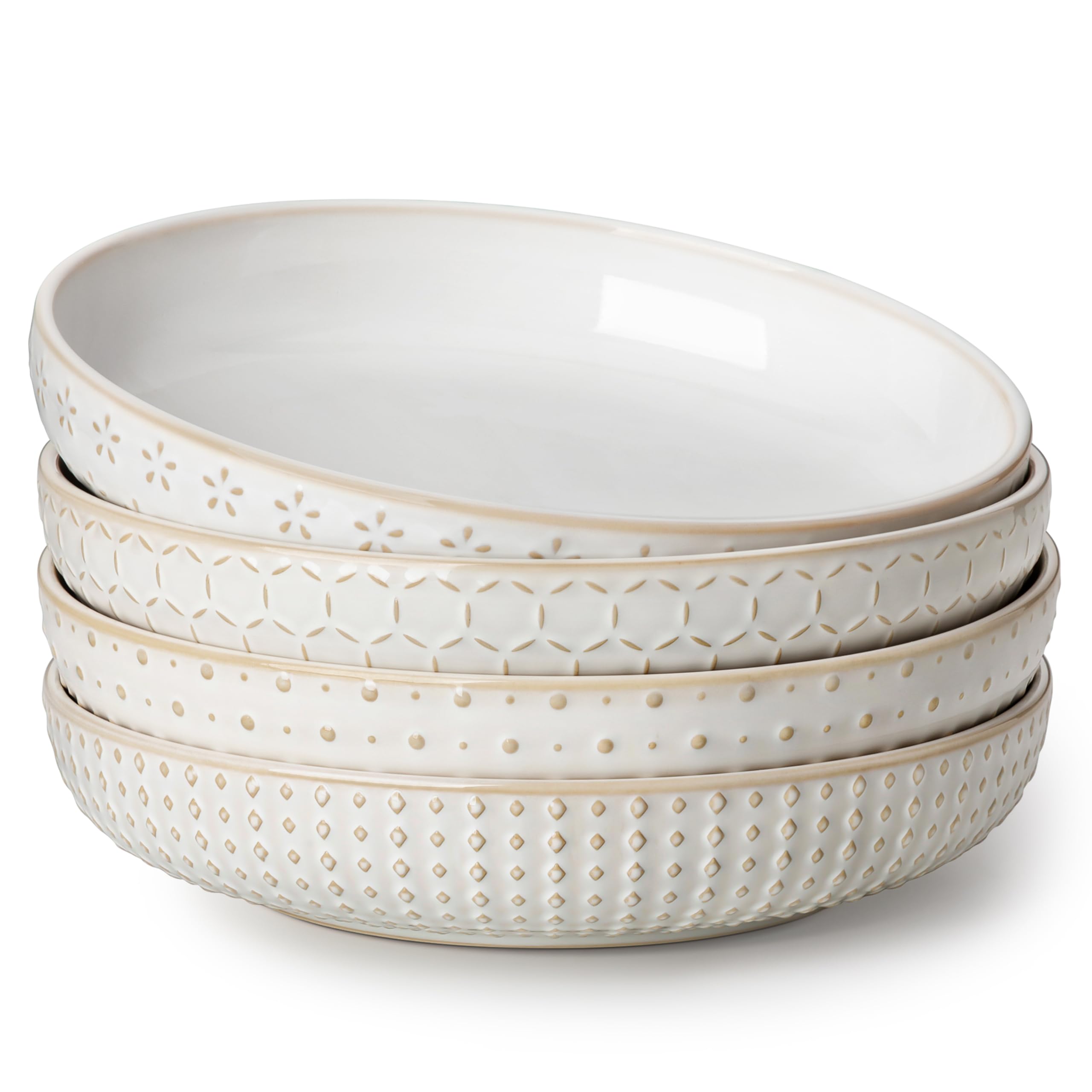 MALACASA LYDIA tazón con relieve elegante para servir pasta con estilo