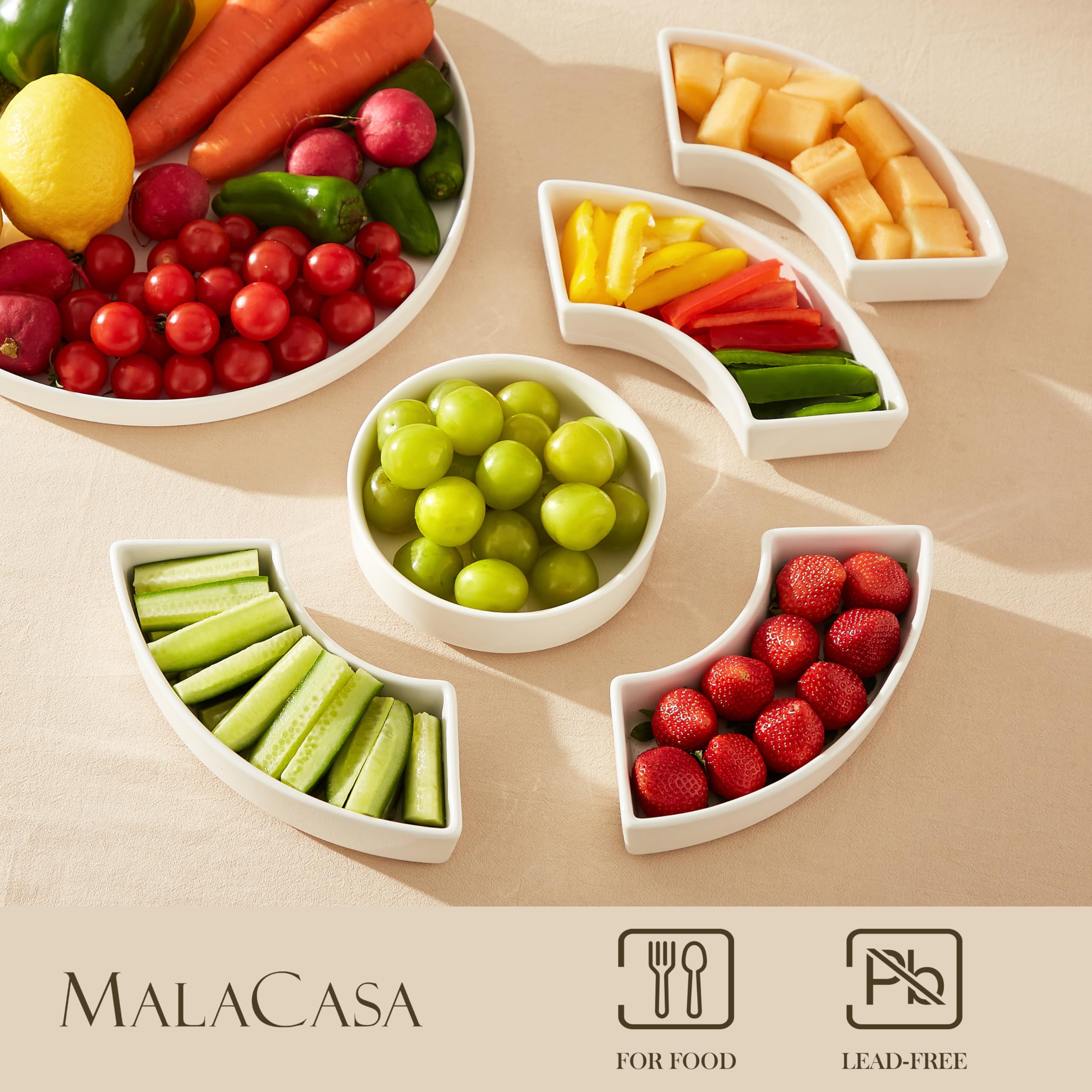 MALACASA plato divisorio para frutas y bocadillos, elegante y práctico.