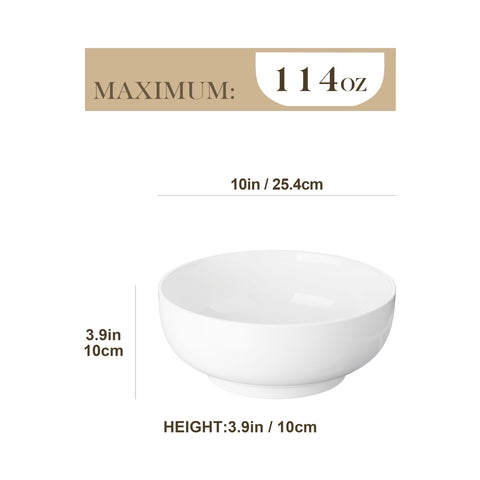 Par de cuencos MALACASA en porcelana blanca, duraderos para comidas diarias