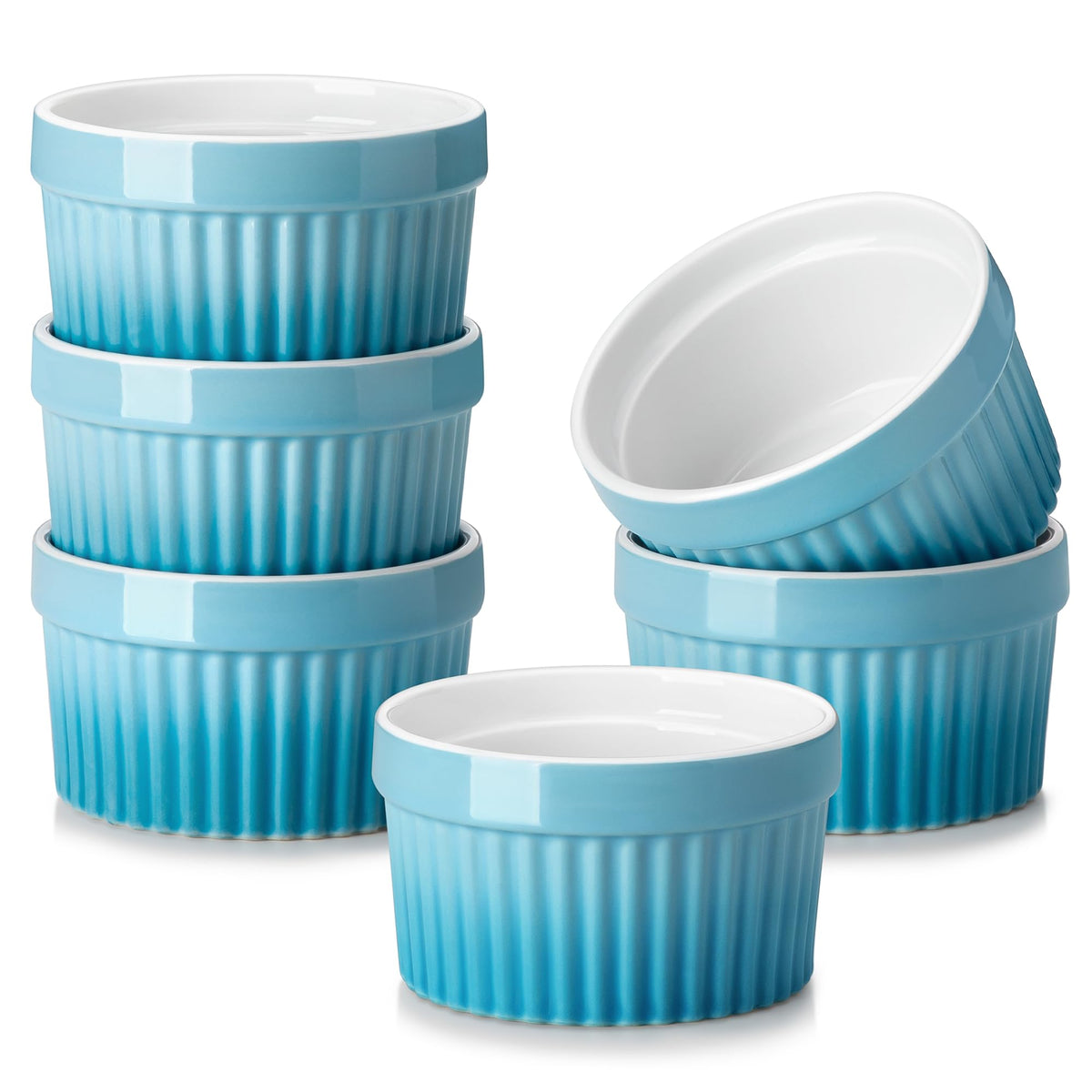 Conjunto MALACASA de ramequines 8 oz en azul para hornear porciones generosas