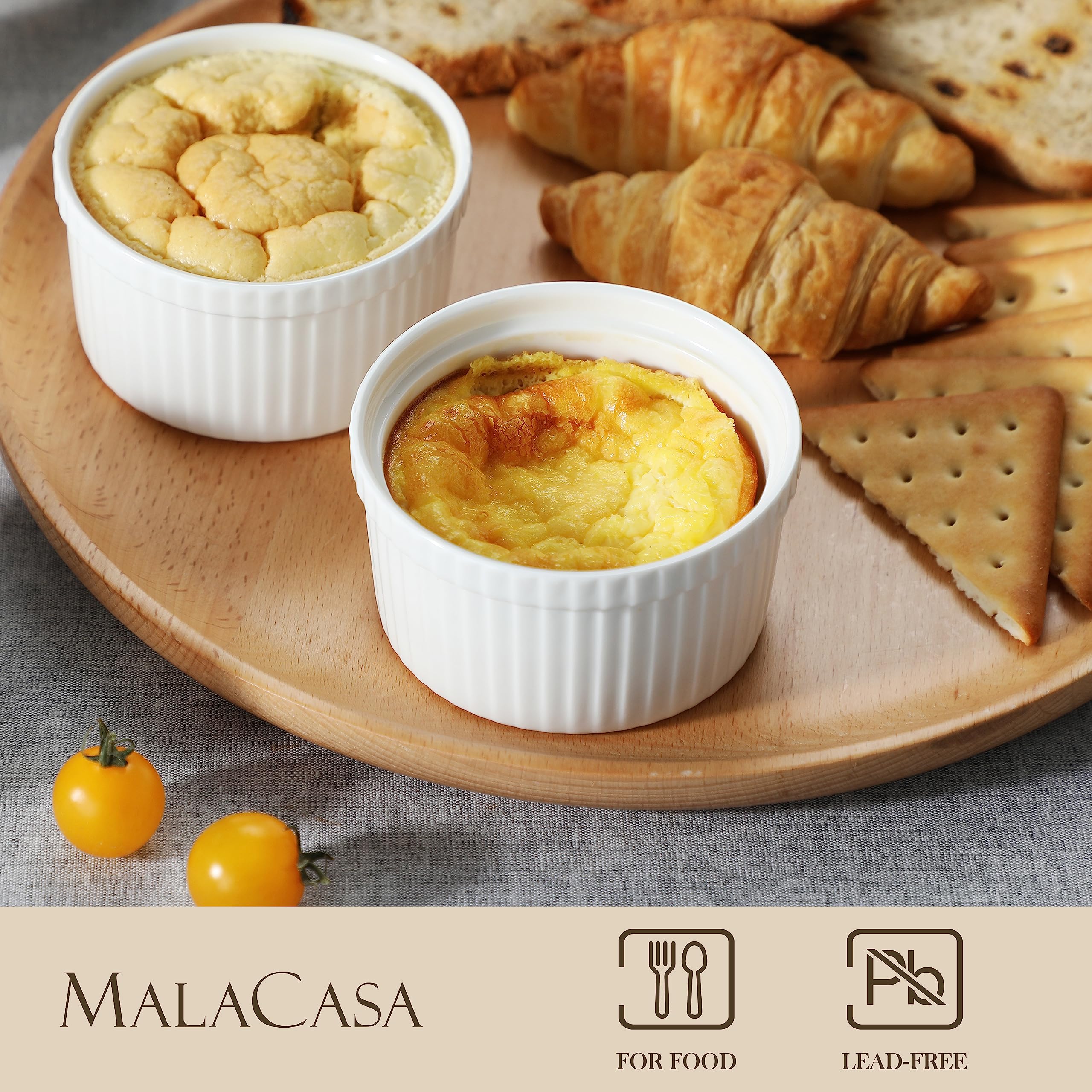 Ramekins MALACASA aptos para horno y lavavajillas, limpieza fácil.