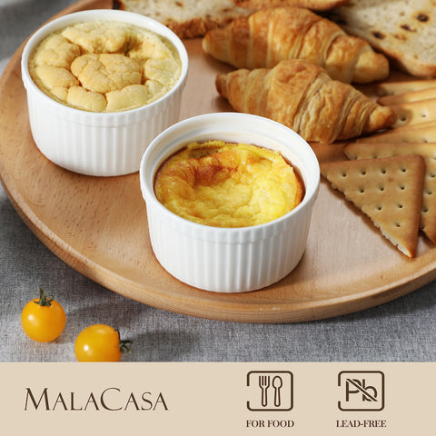 Ramekins MALACASA aptos para horno y lavavajillas, limpieza fácil.