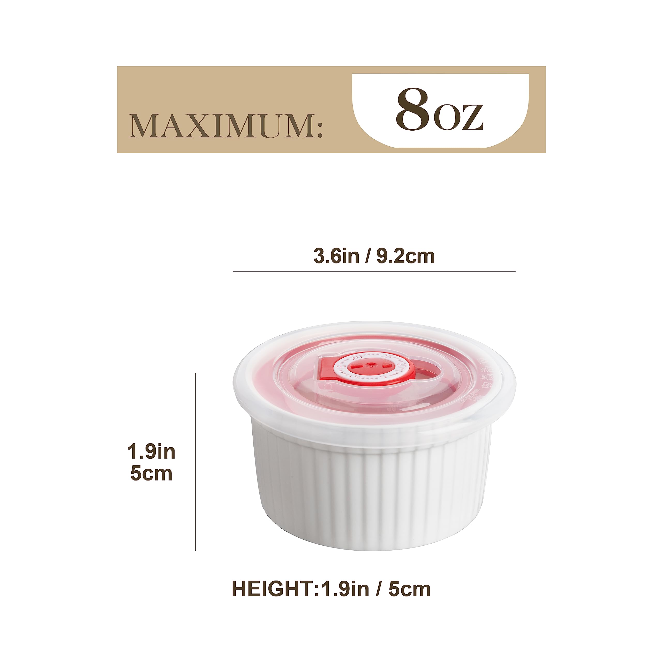 Ramekins MALACASA de porcelana blanca, apilables para ahorrar espacio.