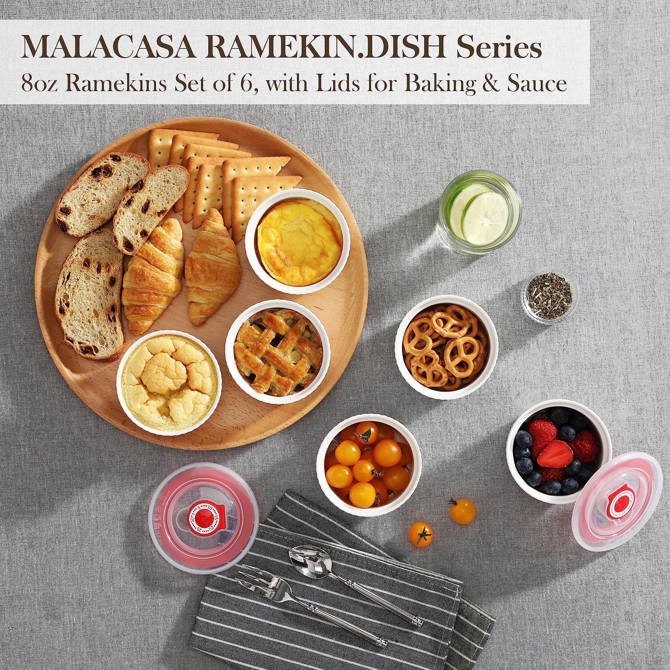 Ramekins MALACASA ideales para postres como creme brulee y mousses.