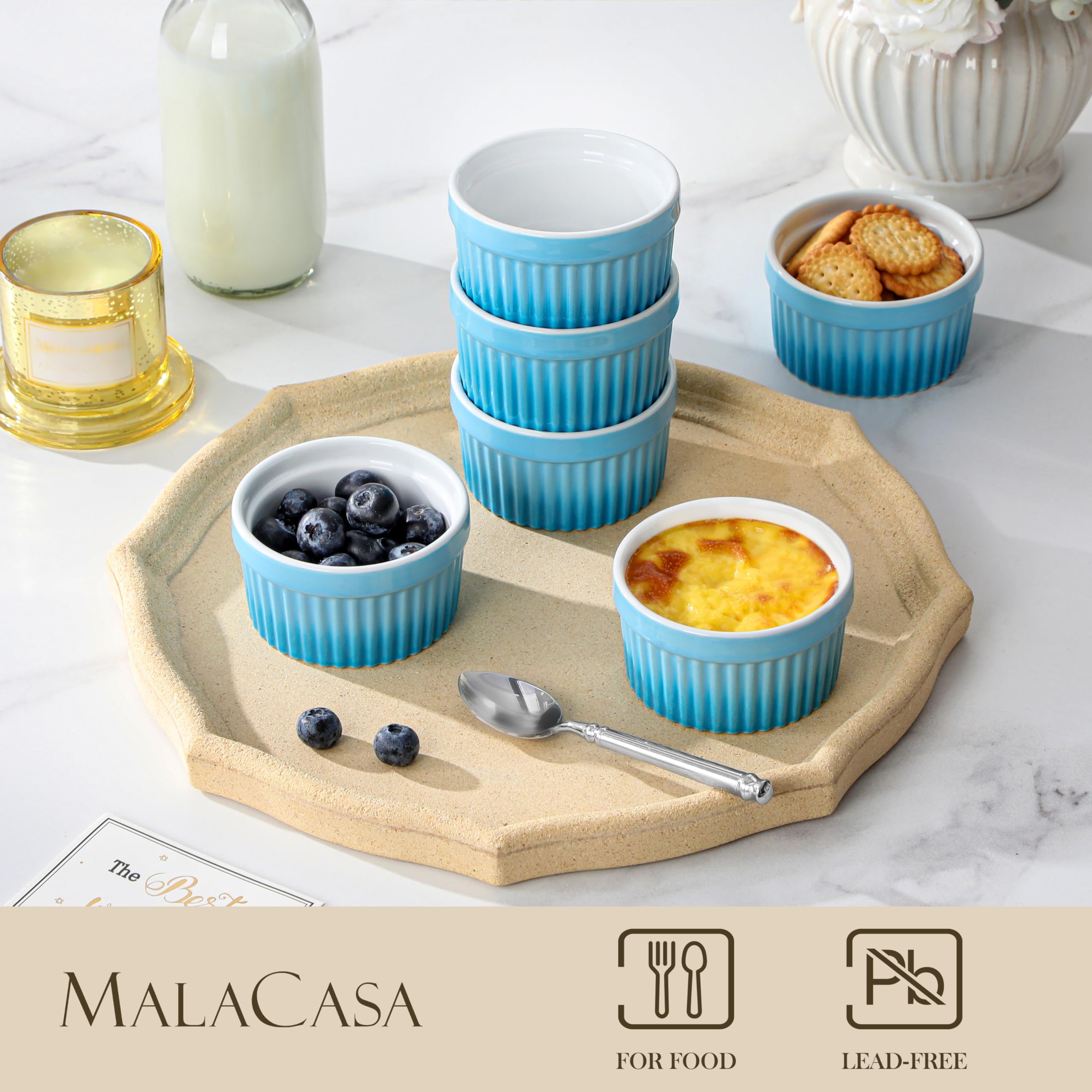 Ramequines MALACASA 4oz, resistencia al horno para hornear con seguridad.
