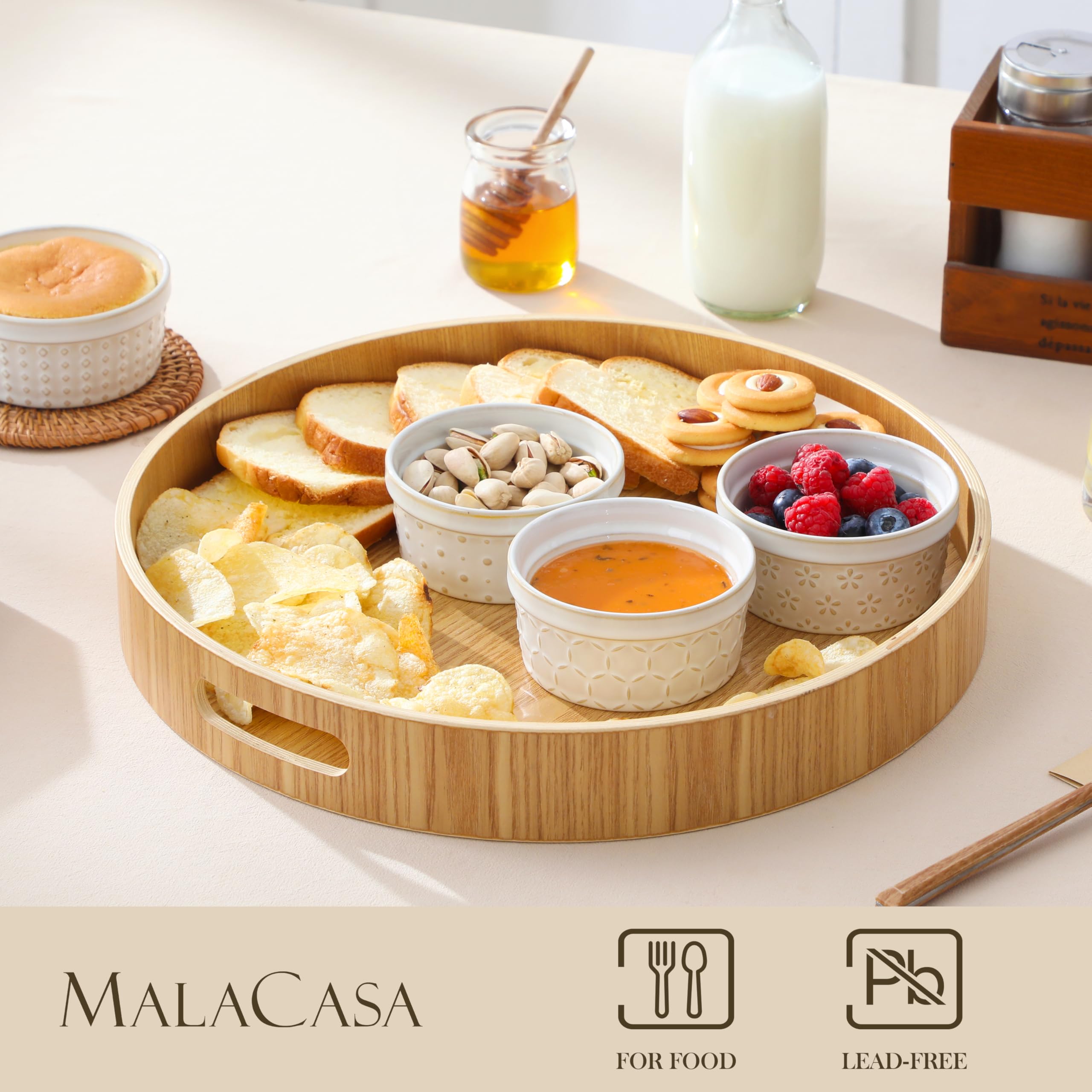 Malacasa ramequines postre mini, perfecto para crème brûlée y soufflés.