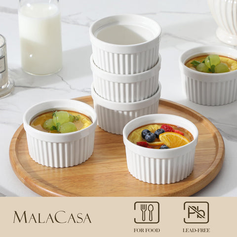 Ramekin MALACASA de porcelana ORC sin plomo, cocina pareja para cremas y natillas.