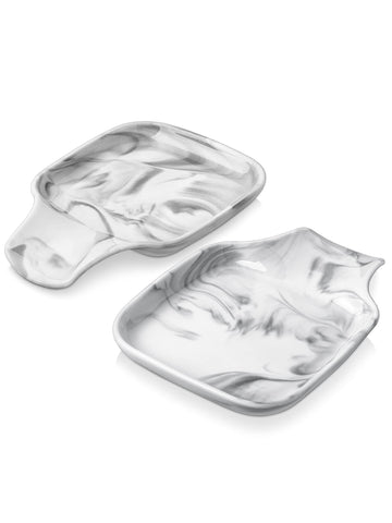 Malacasa reposacucharas porcelana gris mármol: superficie resistente y fácil de limpiar.