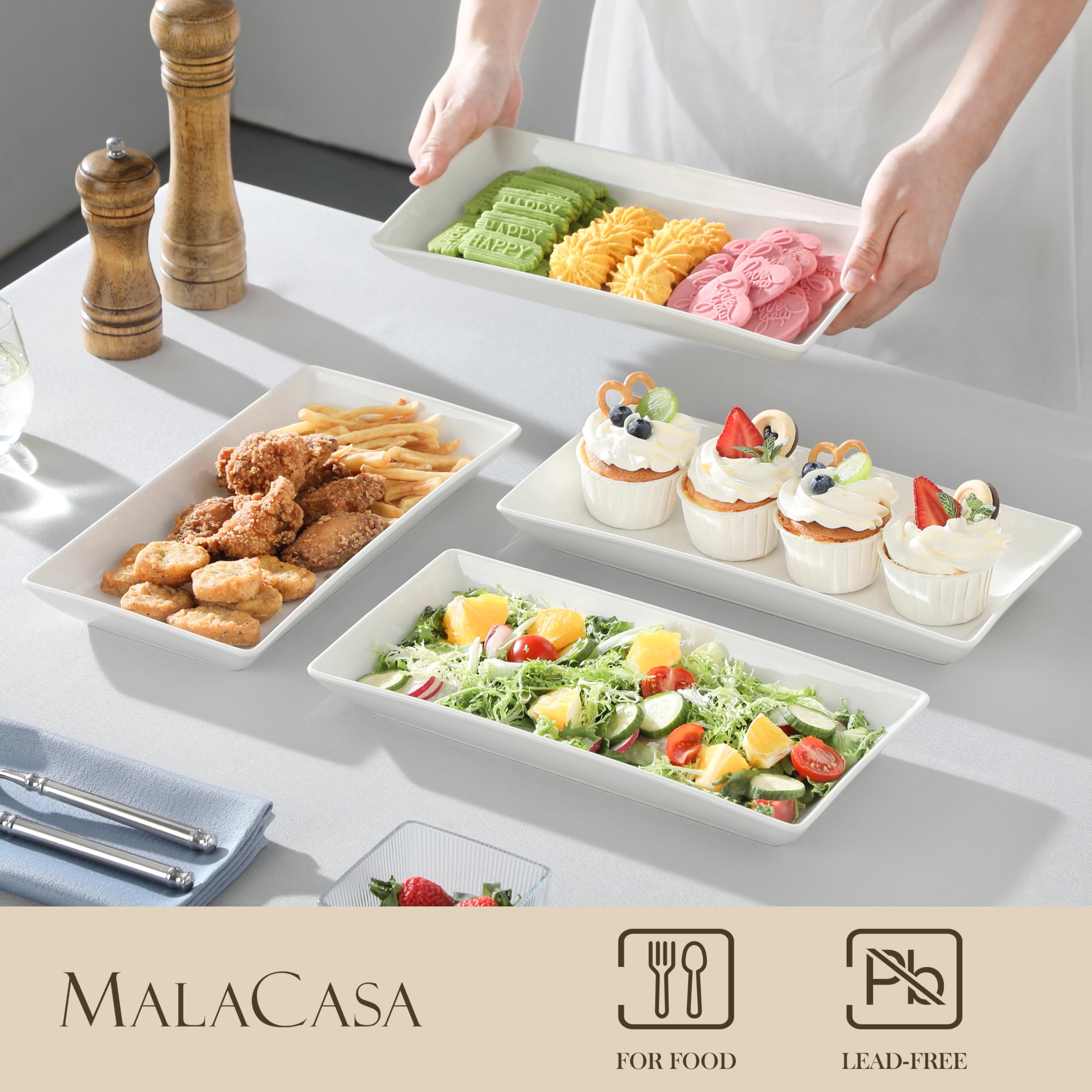 Servir platillos para aperitivos o sushi con estas bandejas rectangulares MALACASA.