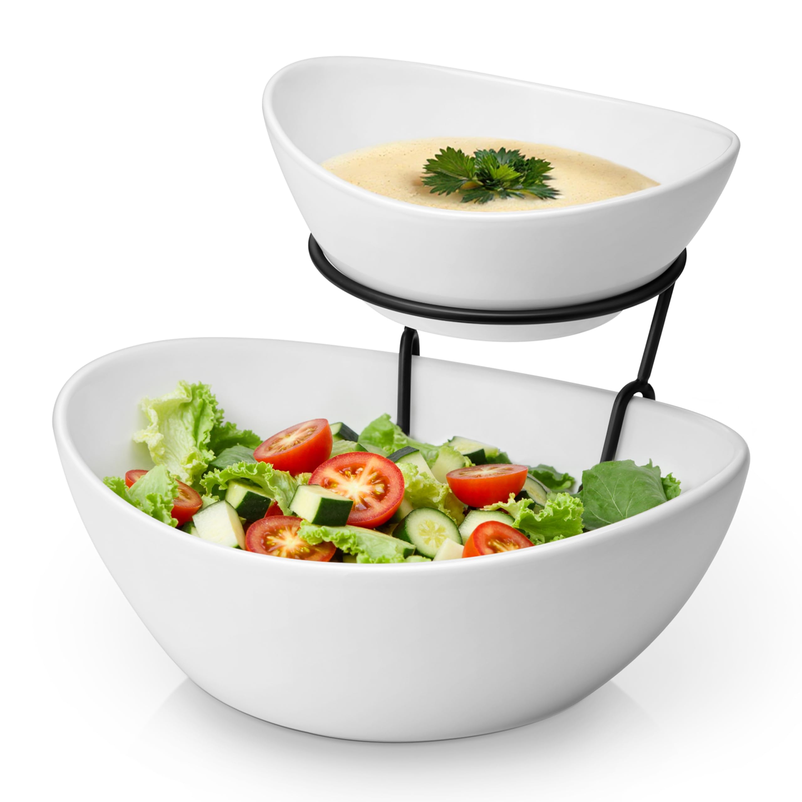 MALACASA set chip y dip de dos niveles con base de metal para fiestas