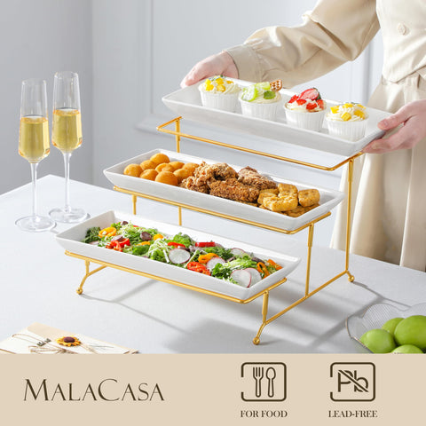 MALACASA soporte dorado plegable, estructura estable para servir