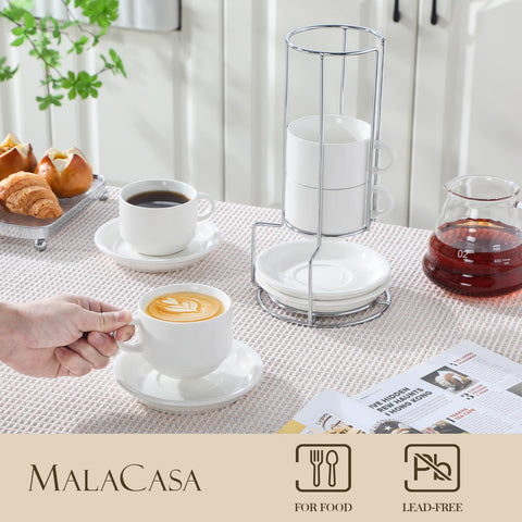 MALACASA soporte metálico para tazas eleva la presentación y ahorra espacio.