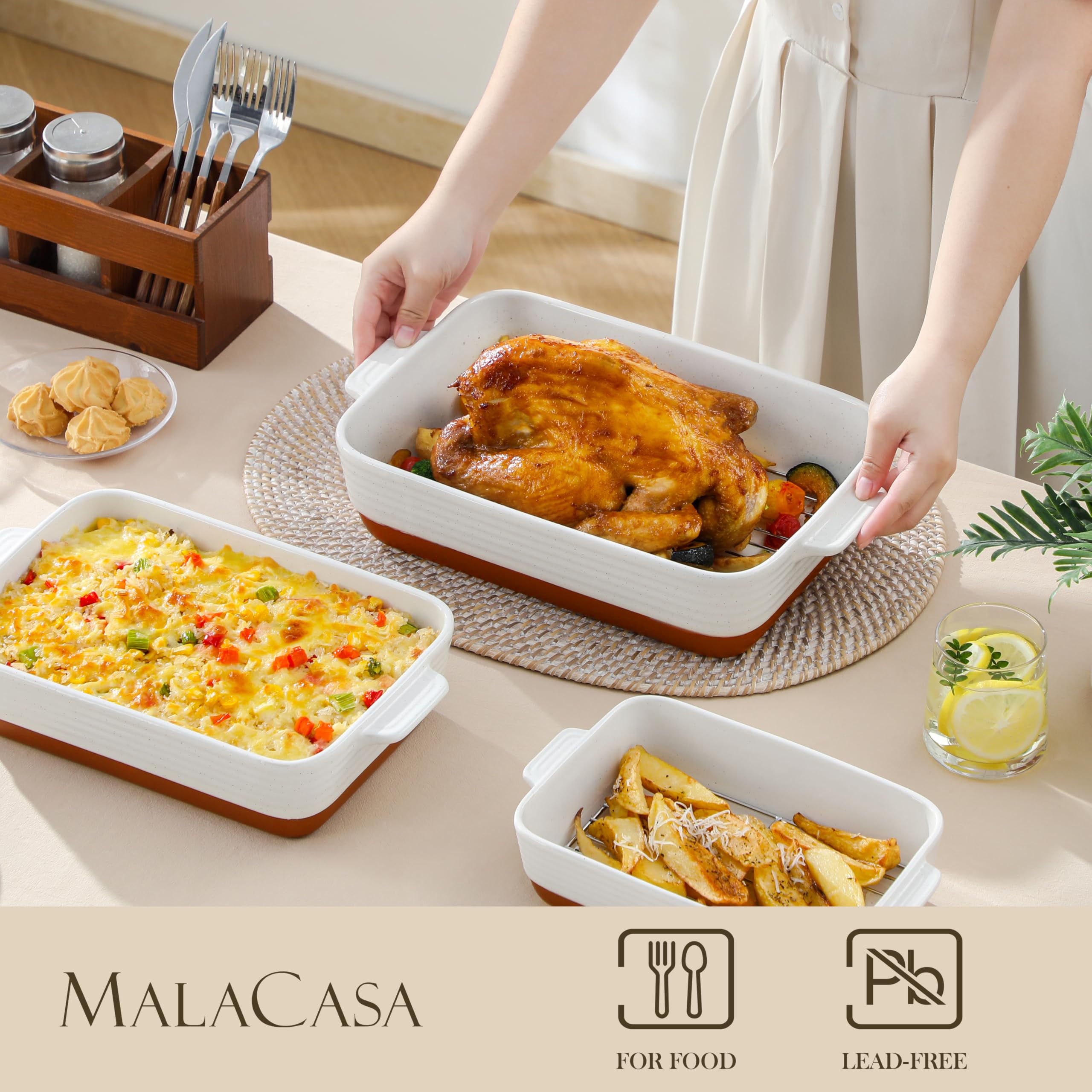MALACASA Tara: bandeja rectangular 10,5 pulgadas, opción compacta para porciones individuales.