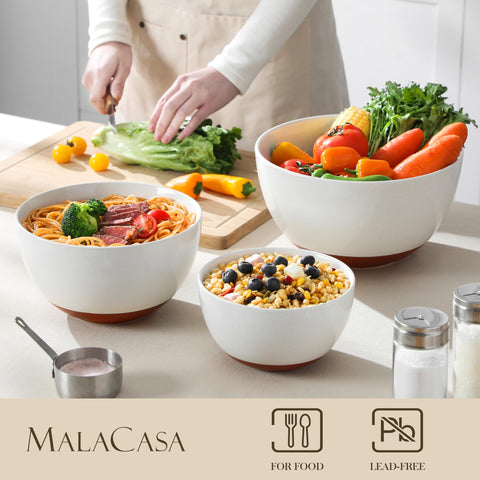 MALACASA TARA Bol 80oz para ensaladas, diseño compacto y apto para servir.
