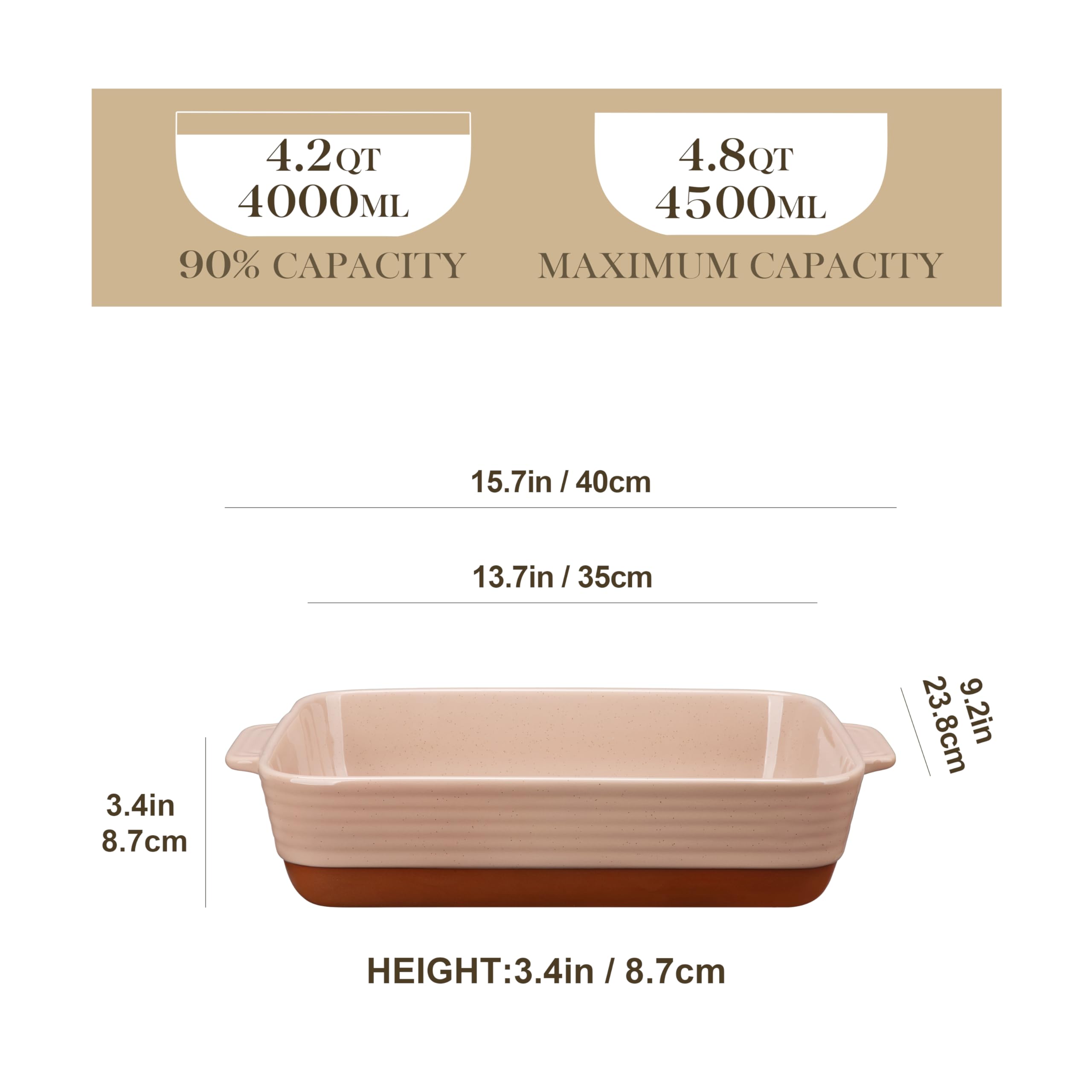 Fuente MALACASA Tara de 4.8 qt, perfecta para hornear porciones generosas