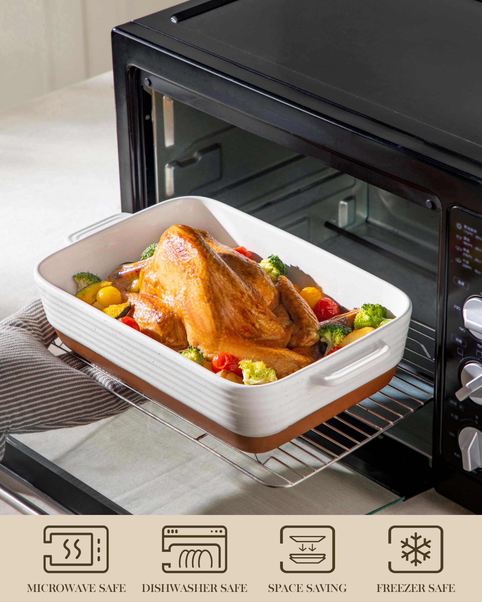 Malacasa Tara cerámica con doble mango, manejo seguro al sacar del horno.