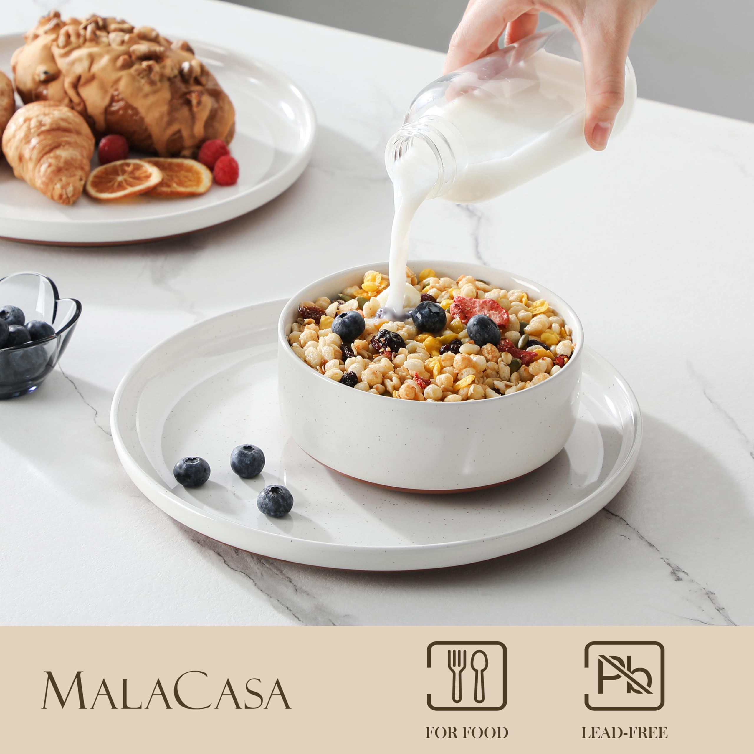 Cuenco de cereal MALACASA TARA de 26 onzas, práctico para desayunos abundantes.