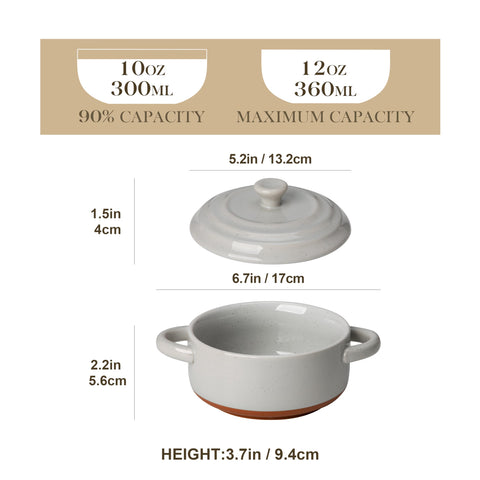 MALACASA Tara mini cocotte gris con textura de sésamo para hornear