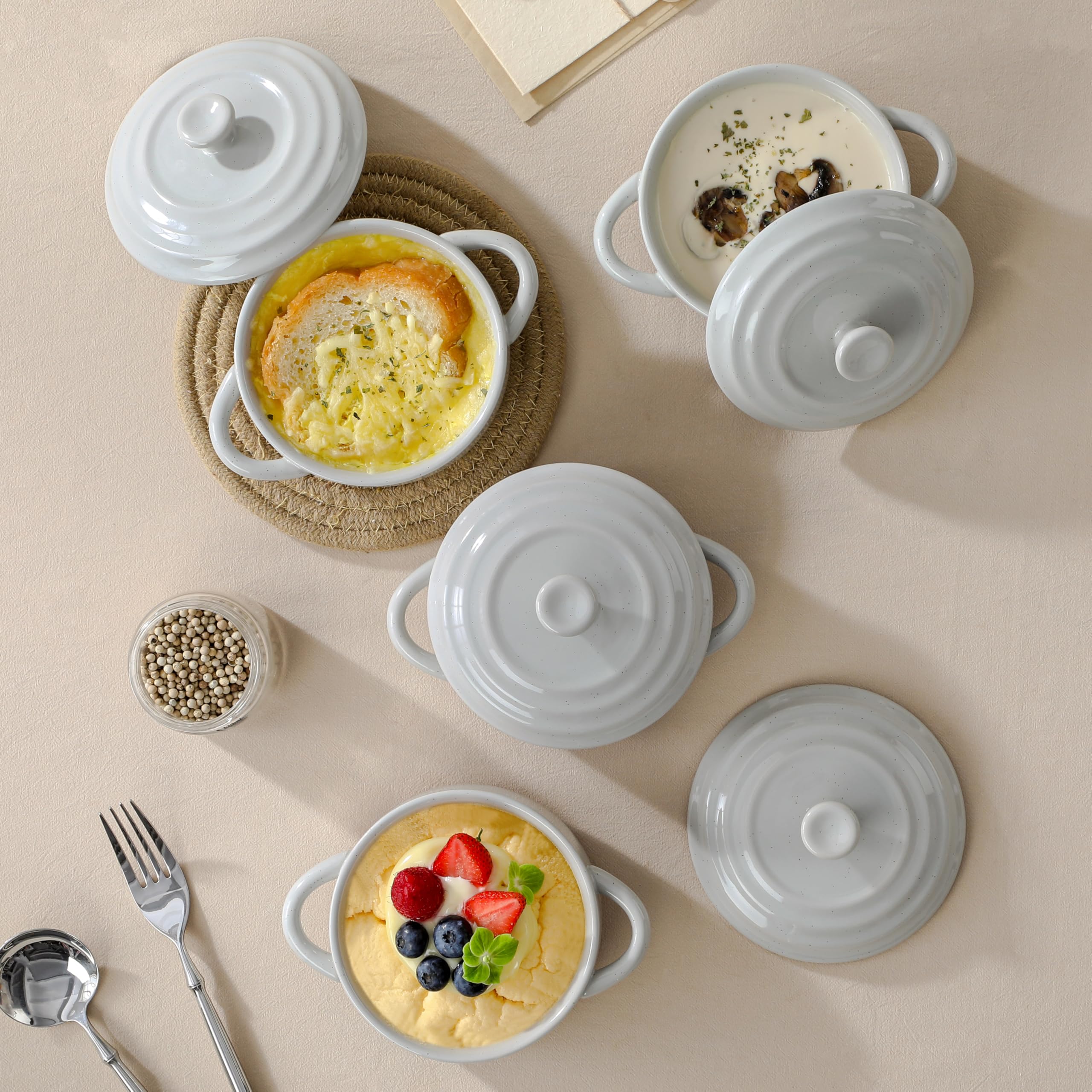 MALACASA Tara mini cocotte porciones individuales para guisos y postres