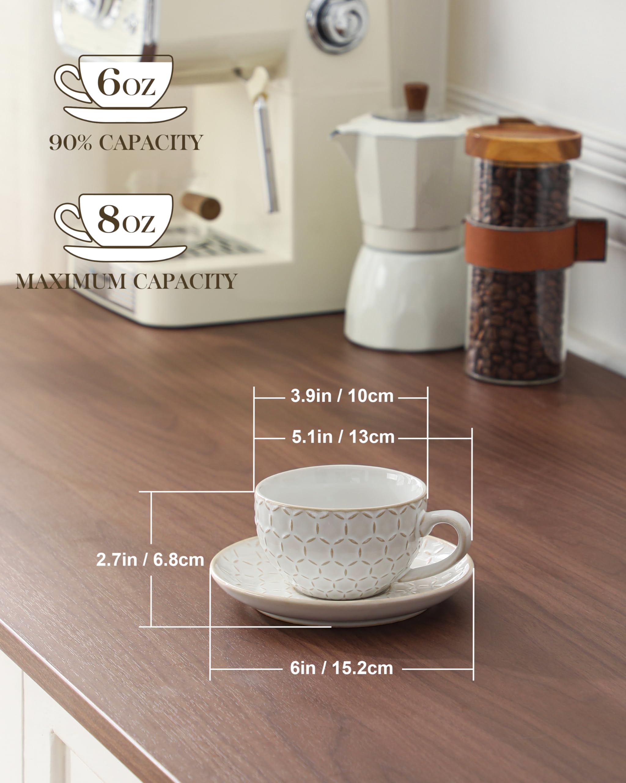 MALACASA taza capuchino con asa ergonómica para un agarre cómodo