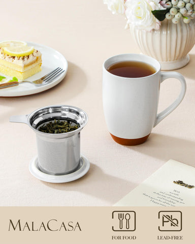 Infusor de acero inoxidable MALACASA para tés de hojas sueltas.