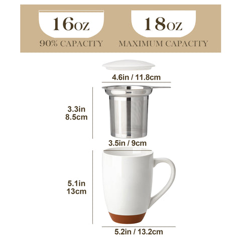 Taza MALACASA con tapa doble uso que funciona como posavasos para infusor.