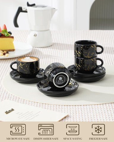 Tazas de expreso MALACASA apilables, compatibles con lavavajillas.