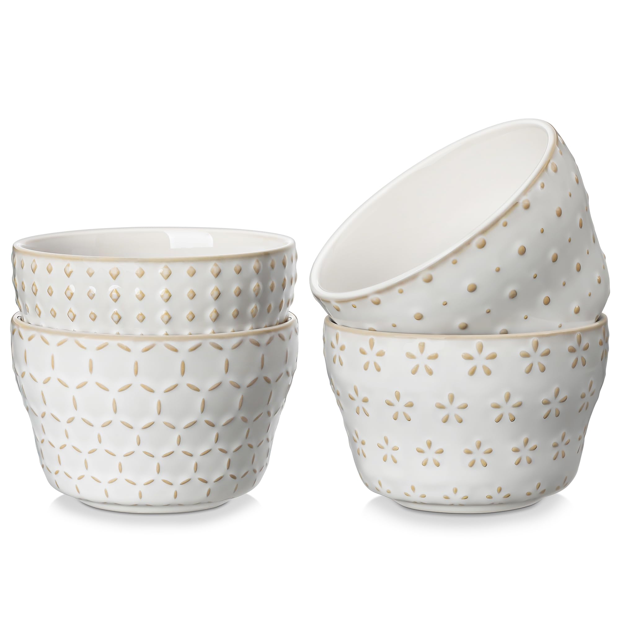 Tazón postre MALACASA 8oz en blanco arctico, ideal para porciones individuales.
