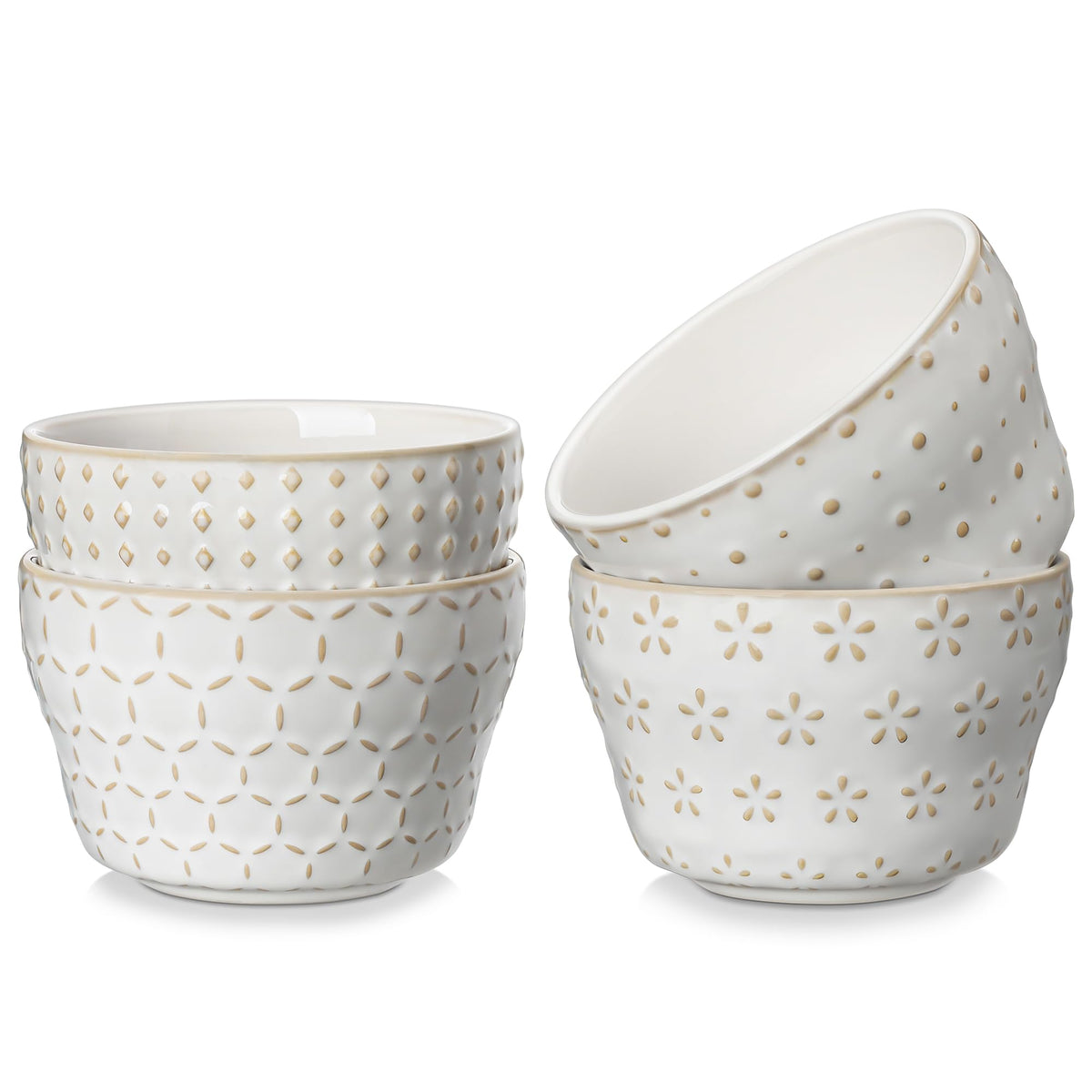 Tazón postre MALACASA 8oz en blanco arctico, ideal para porciones individuales.
