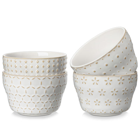 Tazón postre MALACASA 8oz en blanco arctico, ideal para porciones individuales.