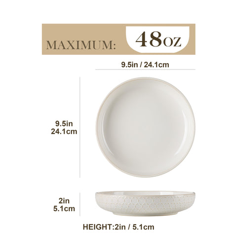 MALACASA LYDIA tazones de pasta de 48 oz para porciones generosas