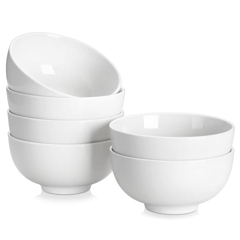 MALACASA tazones-porcelana-26oz-blanco, ideales para desayunos y comidas diarias.