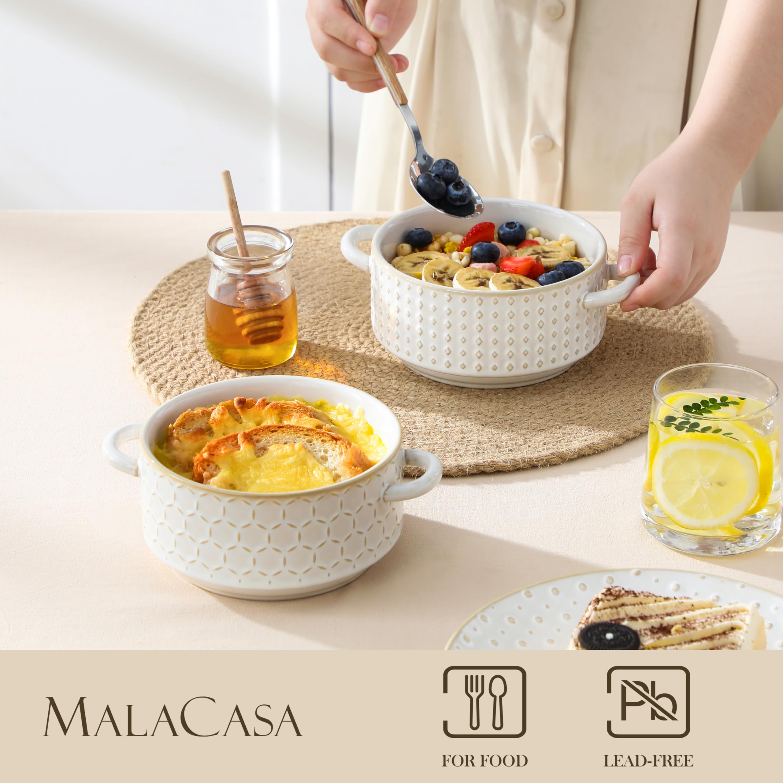 Tazones MALACASA aptos para horno y microondas permiten pasar directo a la mesa.