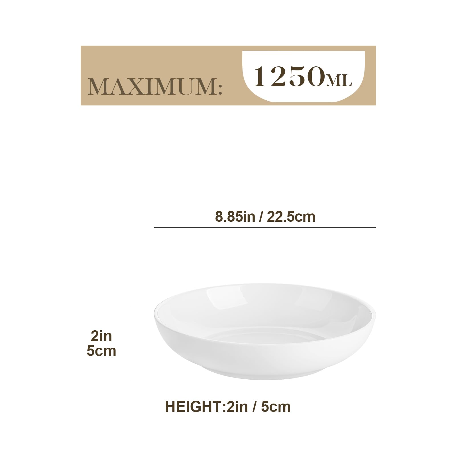 MALACASA tazones sopa ensalada blanco porcelana, duraderos y fáciles de limpiar.