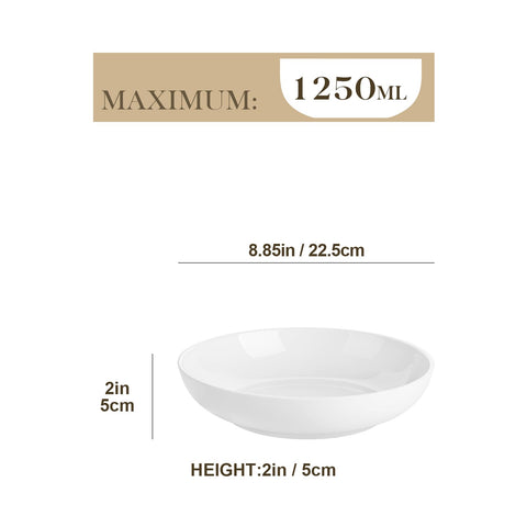 MALACASA tazones sopa ensalada blanco porcelana, duraderos y fáciles de limpiar.