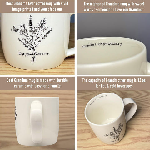 Detalle de la frase Mejor Abuela en la taza, regalo sentimental de MALLAbyLAMMA.