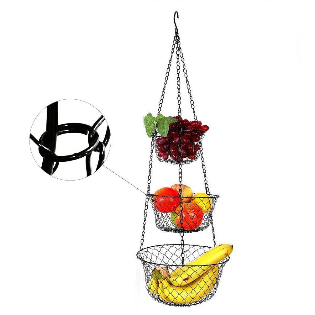 Tres niveles Malmo, organización elegante para frutas, verduras y snacks.