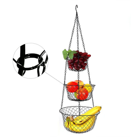 Tres niveles Malmo, organización elegante para frutas, verduras y snacks.
