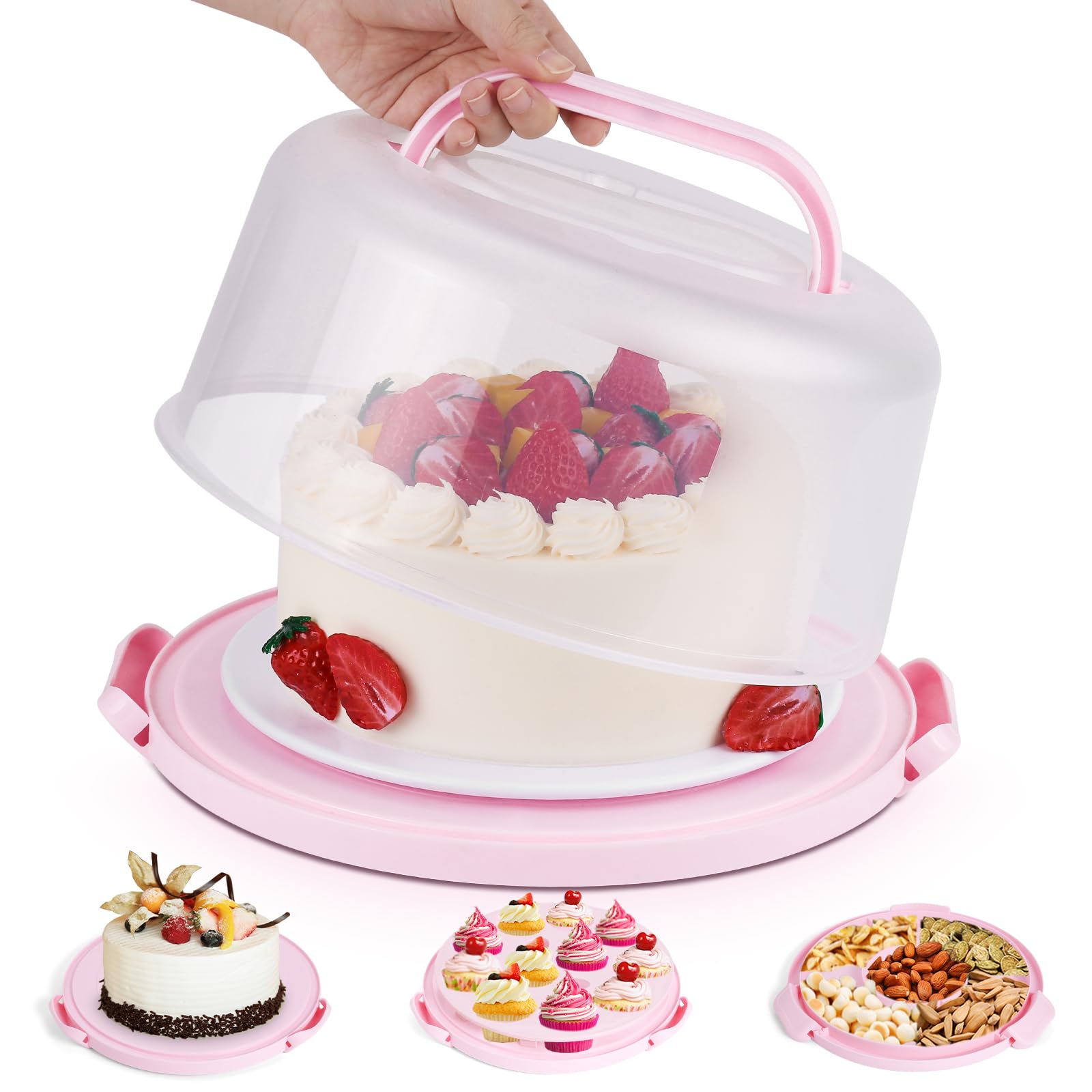 Mamajardin caja pasteles con tapa y dos mangos para transporte seguro.