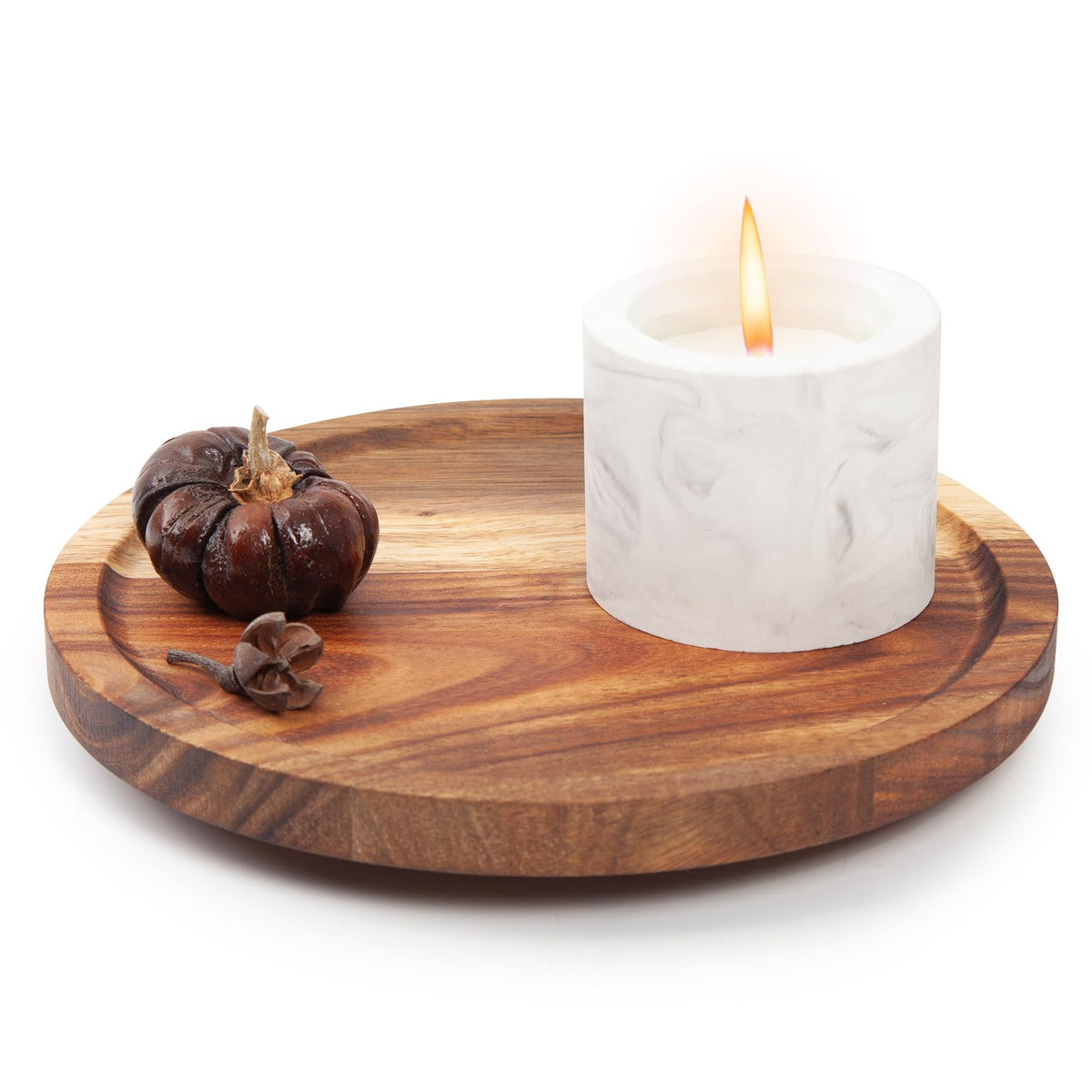 Mamalucky lazy Susan de 8 pulgadas en madera de acacia, ideal para especias y joyería.