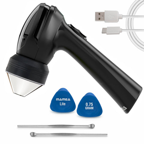 Mamba Lite: cabezal plástico negro para moler hierbas de forma limpia y sin derrames.