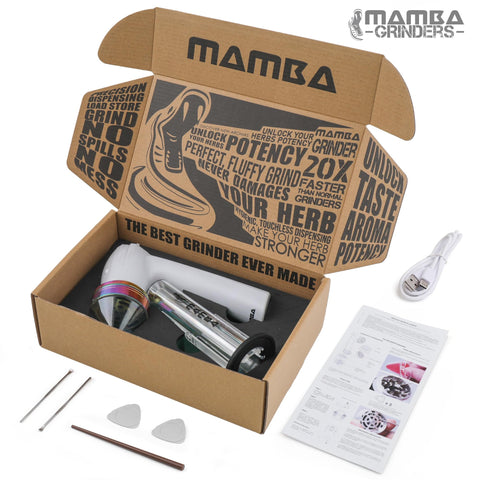Mamba molinillo trae accesorios extra para limpieza y contención.
