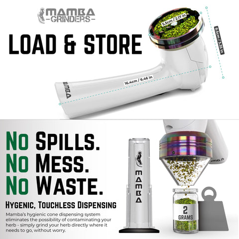 Mamba molinillo eléctrico con cabeza de molienda de metal para consistencia.