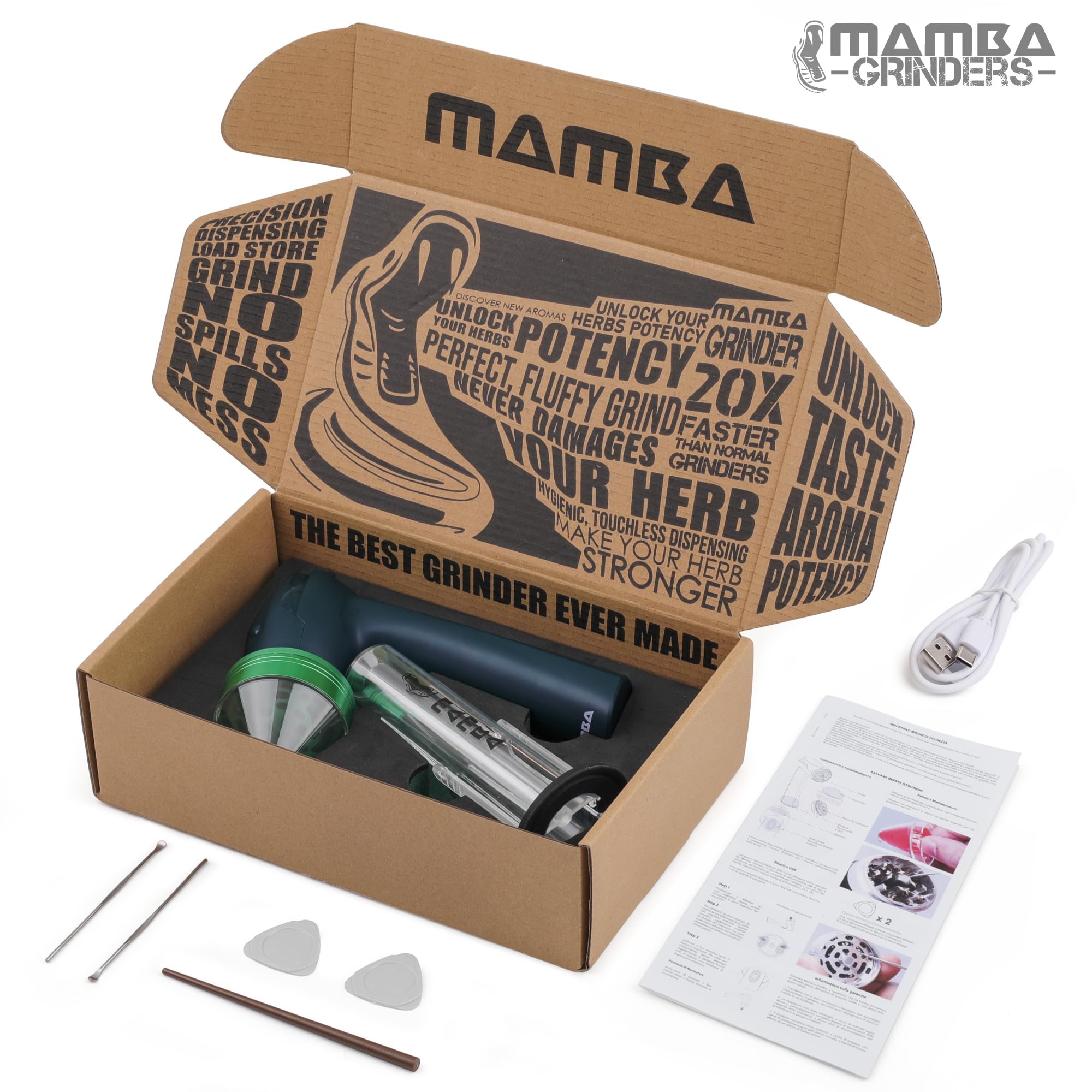 Mamba molino eléctrico diseño compacto, ideal para cocinas pequeñas.