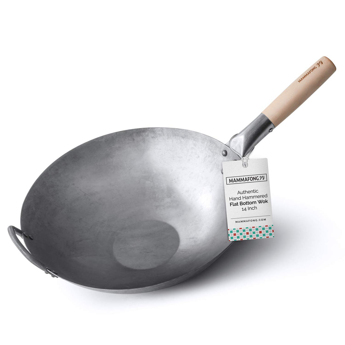 Wok de base plana de Mammafong, estable para salteados rápidos.