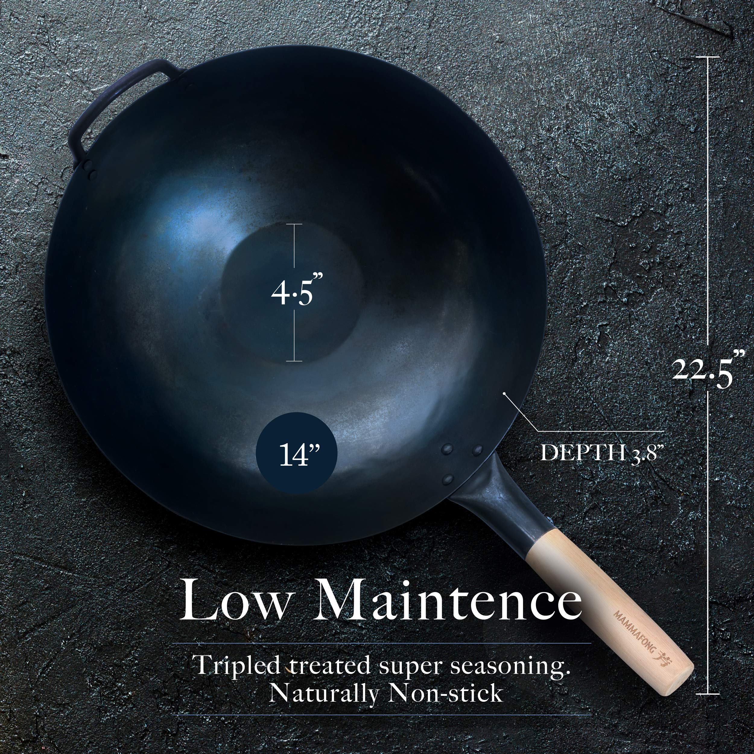 Wok Mammafong doble horneado, capa antiadherente duradera para uso continuo