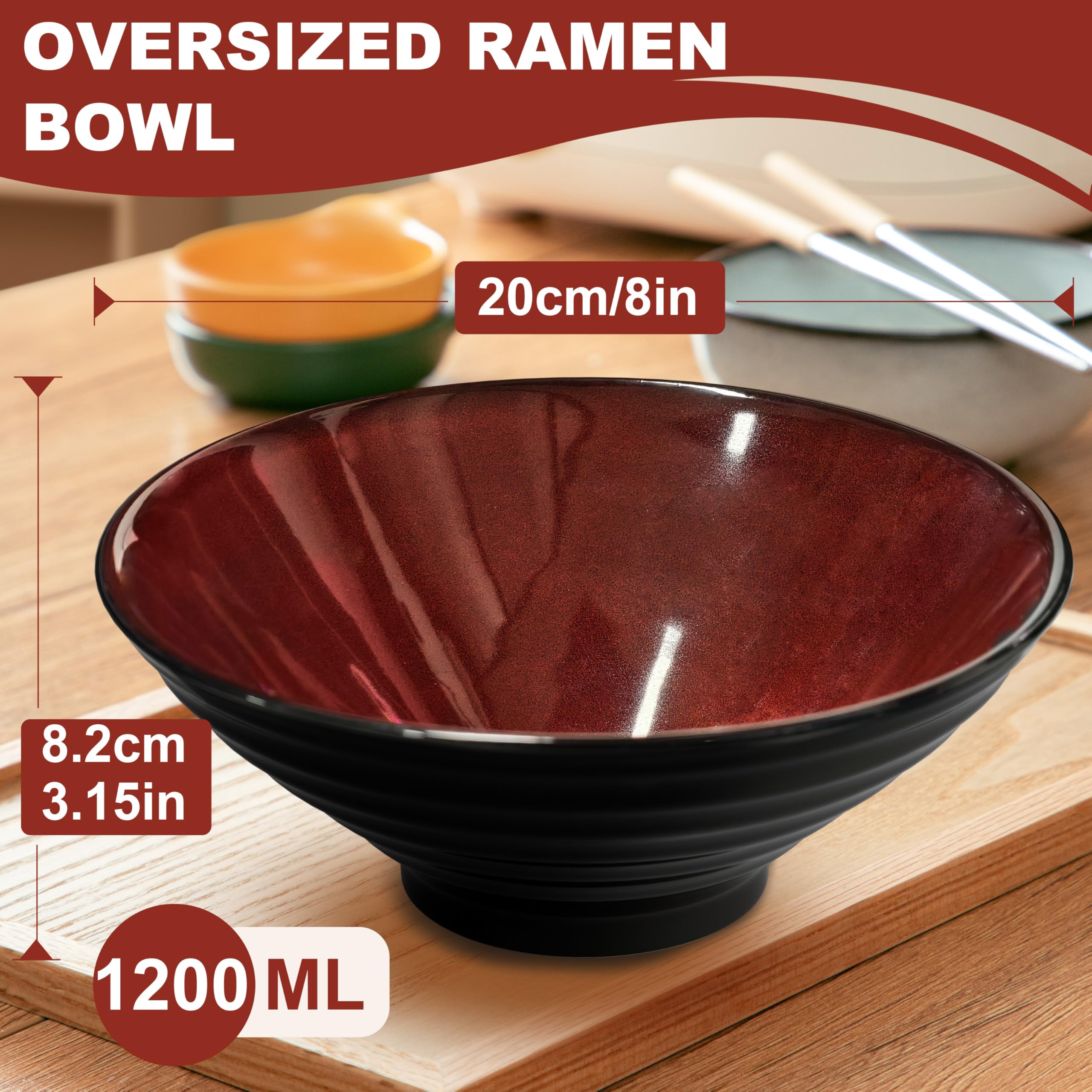 Tazón ramen mangmong con diseño cónico antiescaldado para servir ramen