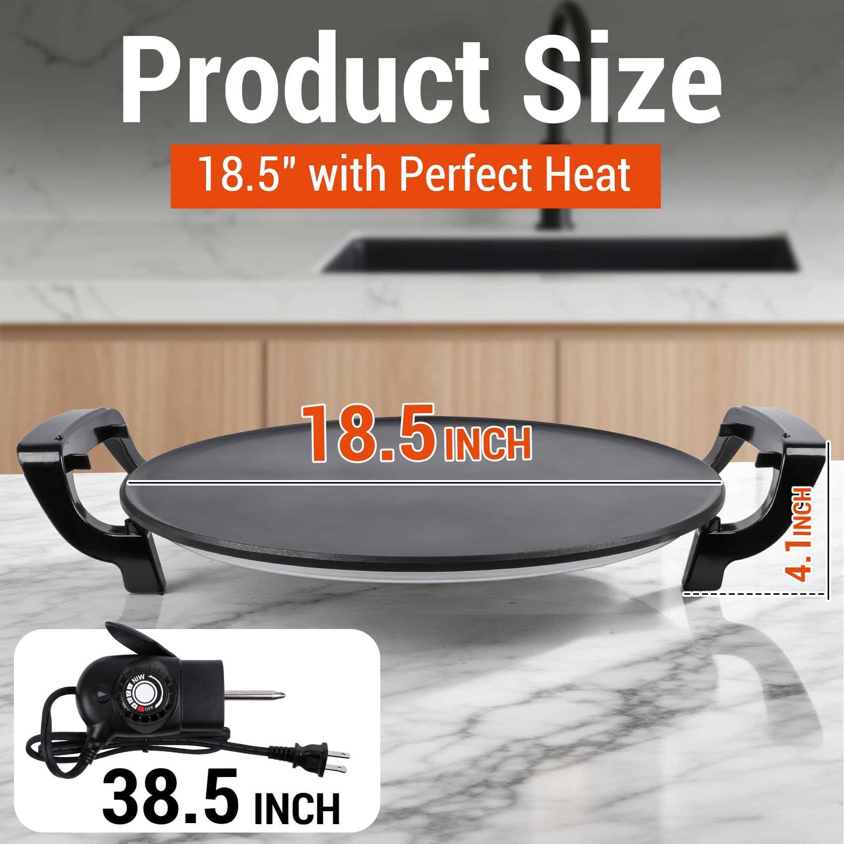 Mangoct Injera Maker calentamiento uniforme de 1700W para recetas variadas